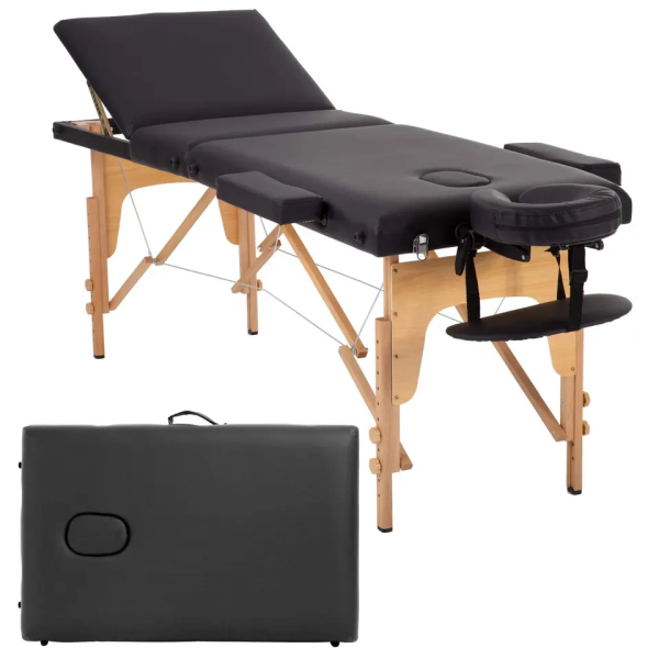 Foldable Massage Bed (Black Wooden)